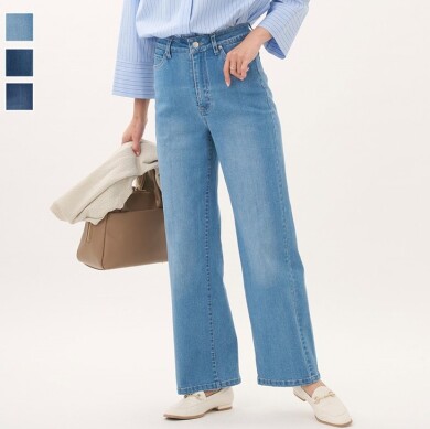 お腹まわりスッキリ!内側サポートゴムで“細見え”を叶えるストレートデニム